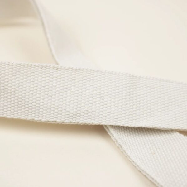 Close-up of weave on organic cotton event and conference lanyard for sustainable badges and nametags