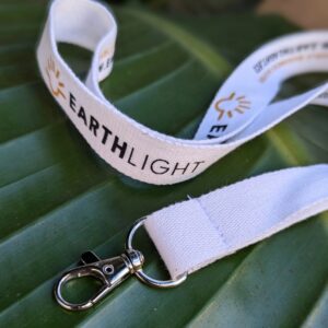 Sustainable, branded organic cotton lanyard for eco-friendly event swag