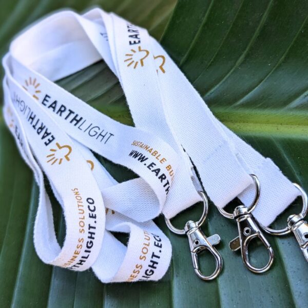 Branded organic cotton conference lanyard for eco-friendly events