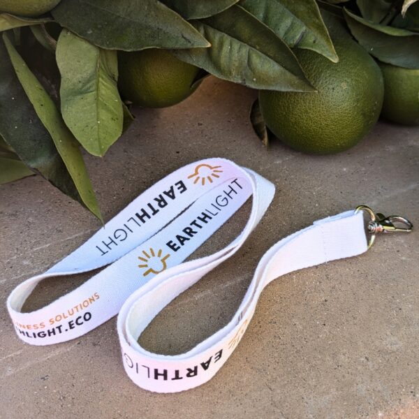 Organic Cotton lanyard with logo branding and hook