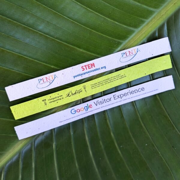 View of sustainable, plantable seed paper wrist bands for eco-friendly events