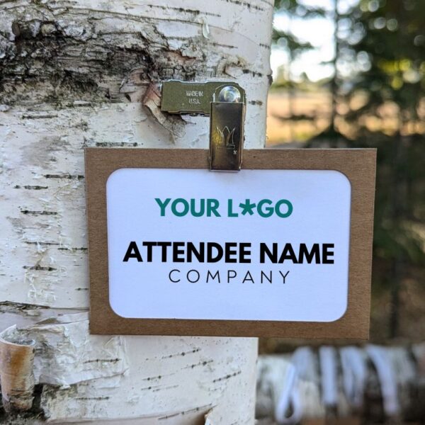 Sustainable paper meeting, conference and 2-1/4" x 3-1/2" event nametag holder with metal clip