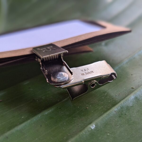 Reusable double metal bulldog clip for sustainable event, meeting and conference badges and name tags