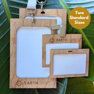 Eco-friendly, reusable meeting, conference and event name badge and tag holders with wood