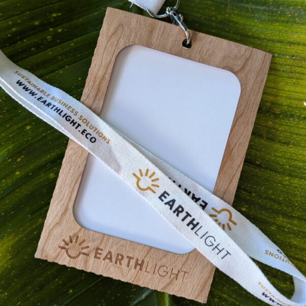 Paperbacked wood reusable, biodegradable name badge holder