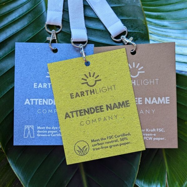 Specialty eco-friendly papers for low waste conference, meetings and events