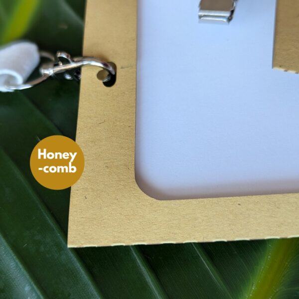 Close up of sustainable Honeycomb paper for recyclable event name tag and badge holders