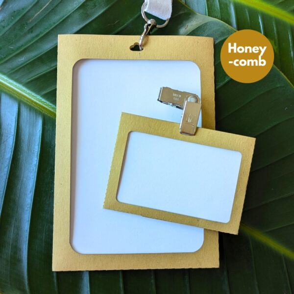 Sustainable Honeycomb paper badge and name tag holders for low waste events