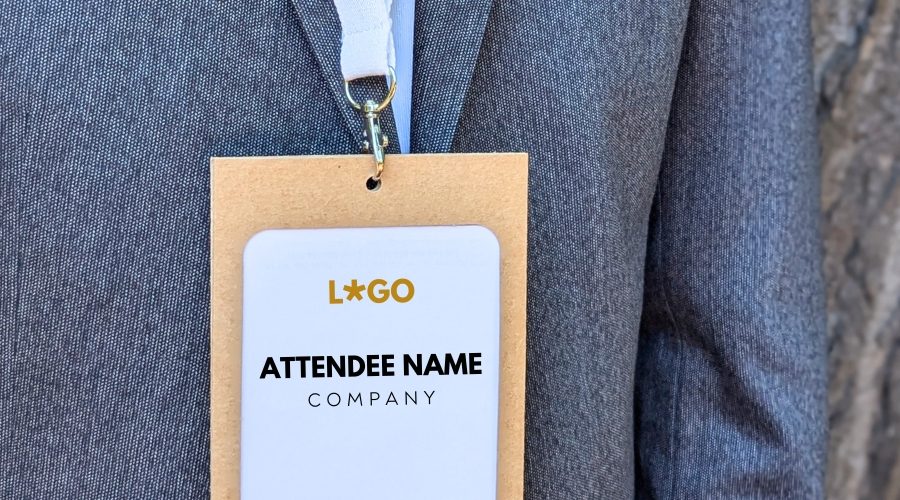 Eco-friendly, paper conference, tradeshow and event lanyard and name badge holder sleeve