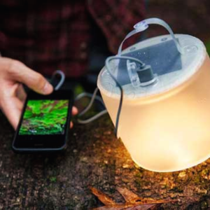 Solar powered lantern and phone cord for Tech and Solar category of eco-friendly and sustainable corporate brandable gifts and swag category